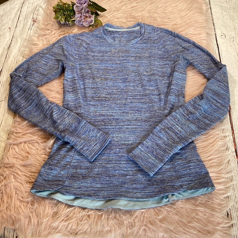 Lululemon Runderful Long Sleeve Spacedye Camo Caspian Blue sz 8